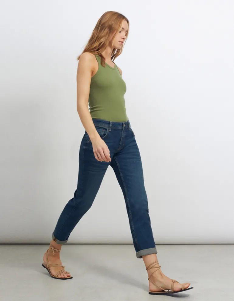 Nina Slim Boyfit Jeans - Mid Blue