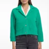 Norah Short Cardigan With Lapel Collar - Clover Green