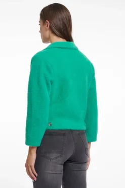 Norah Short Cardigan With Lapel Collar - Clover Green