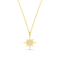 Opal Starburst Charm Necklace