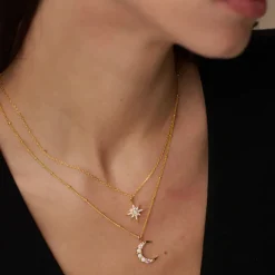 Opal Starburst Charm Necklace