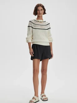 Padbury Pointelle Knit Sweater - Egret