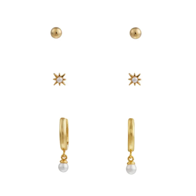 Pearl Drop Hoop & Starburst Stud
