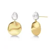 Pearl Signet Earrings Gold