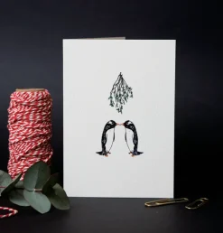 Penguin Mistletoe Card