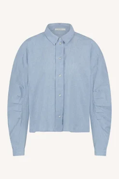 Penny Pinstripe Blouse - Sky Blue