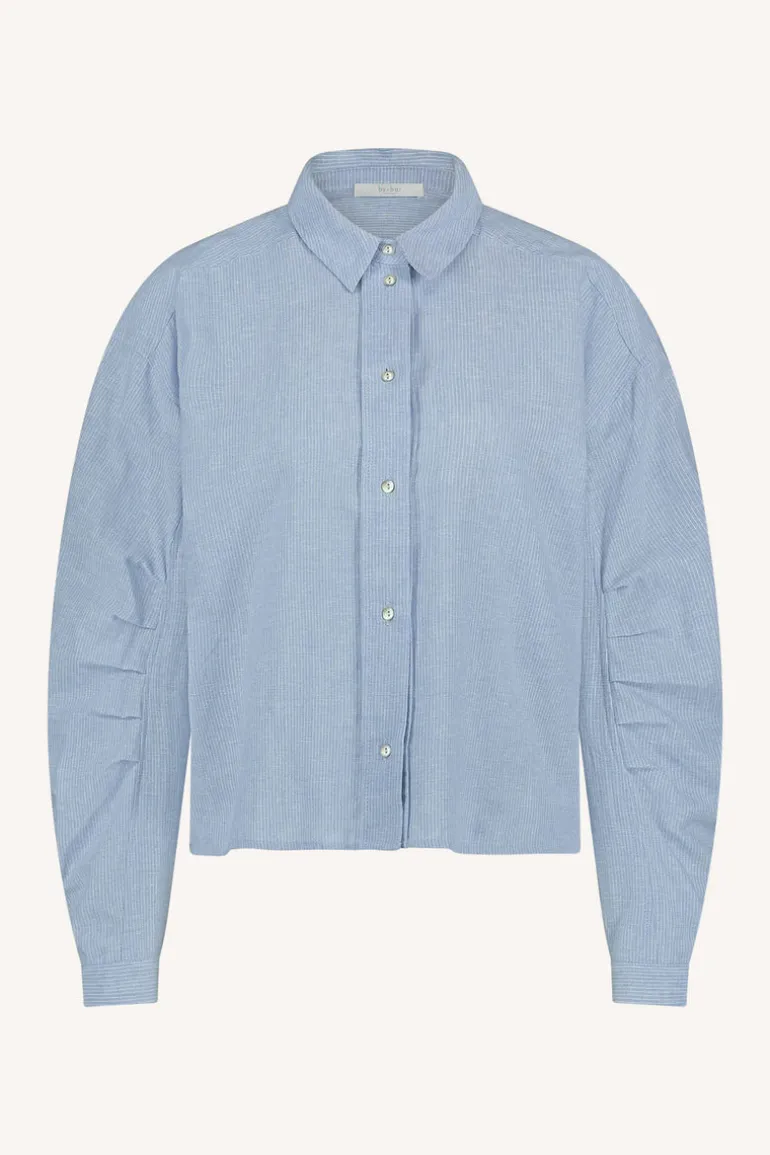 Penny Pinstripe Blouse - Sky Blue