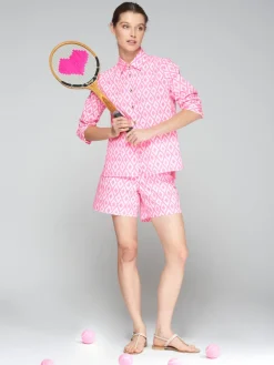 Poline Embroidered Shirt - Fluo Pink Ikat