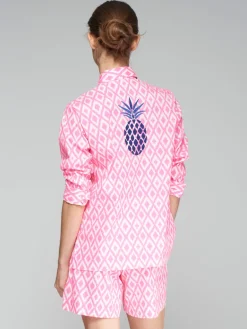 Poline Embroidered Shirt - Fluo Pink Ikat