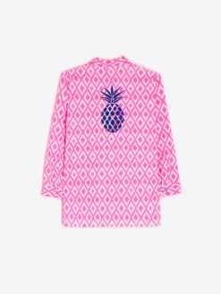 Poline Embroidered Shirt - Fluo Pink Ikat