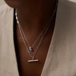 Polished Drop Chain Necklace - Silver