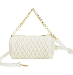 Quilt Detail Cylinder Cross Body - White