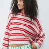 Raxow Scoop Jumper - Gris Chine / Rayures Fraise