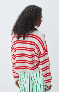 Raxow Scoop Jumper - Gris Chine / Rayures Fraise