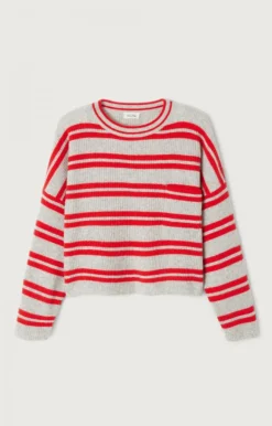 Raxow Scoop Jumper - Gris Chine / Rayures Fraise