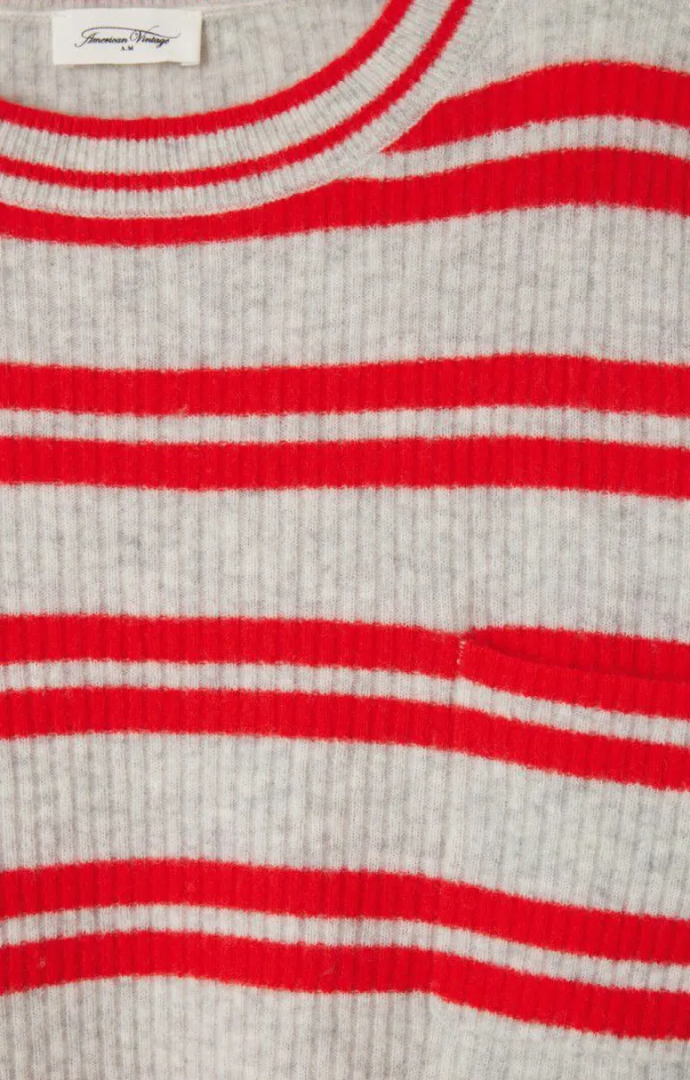 Raxow Scoop Jumper - Gris Chine / Rayures Fraise