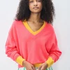 Raxow V-Neck Jumper - Hortensia Fluo