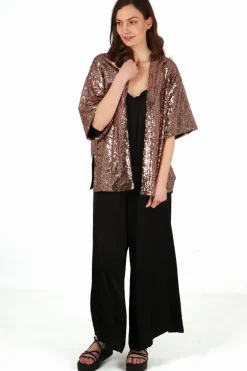 Sequin Kimono Jacket - Bronze