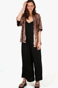Sequin Kimono Jacket - Bronze