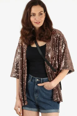 Sequin Kimono Jacket - Bronze