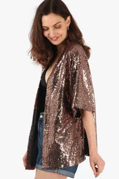 Sequin Kimono Jacket - Bronze