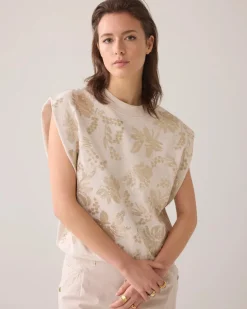 Sequin Sleeveless Sweatshirt - Pebble Beige
