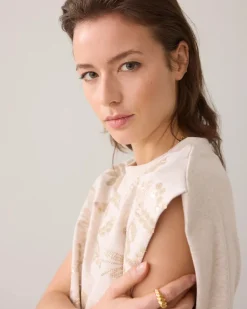 Sequin Sleeveless Sweatshirt - Pebble Beige