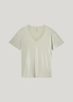 Shimer V-Neck Tee - Pebble Beige