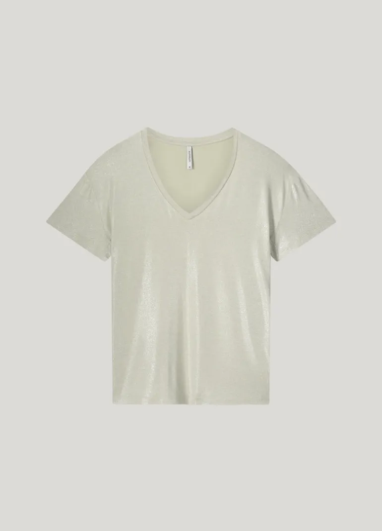 Shimer V-Neck Tee - Pebble Beige
