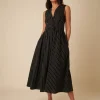 SL Starlight Midaxi dress - Black Ticking stripe