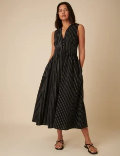 SL Starlight Midaxi dress - Black Ticking stripe