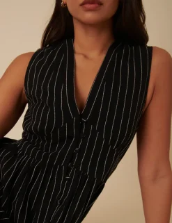 SL Starlight Midaxi dress - Black Ticking stripe