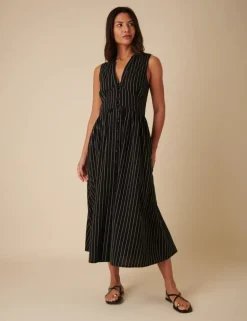SL Starlight Midaxi dress - Black Ticking stripe