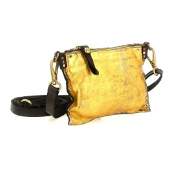 Small Crossbody Bag with Studs - Gold/Brown