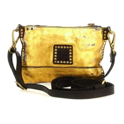 Small Crossbody Bag with Studs - Gold/Brown