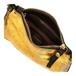 Small Crossbody Bag with Studs - Gold/Brown