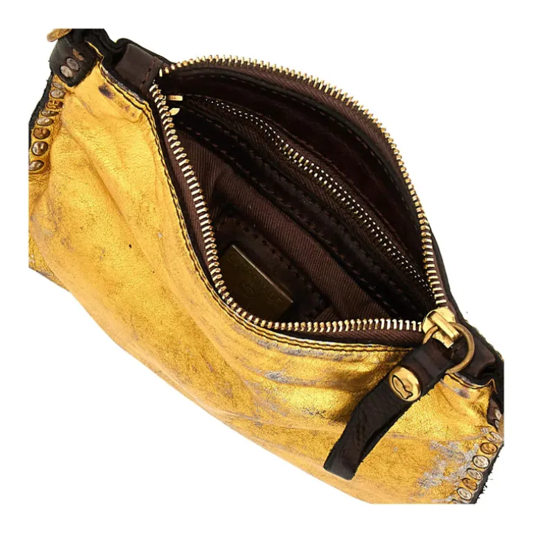 Small Crossbody Bag with Studs - Gold/Brown