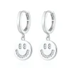 Smiley Face Hoop Earrings - Silver