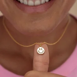 Smiley Face Necklace - Gold