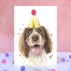 Springer Spaniel Pompom Card