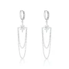 Starburst Chain Drop Hoop Earrings - Silver