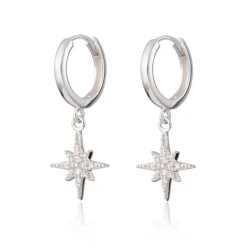 Starburst Hoop Earrings - Silver