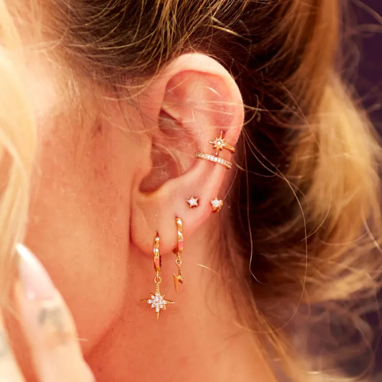 Starburst Hoop Earrings - Gold