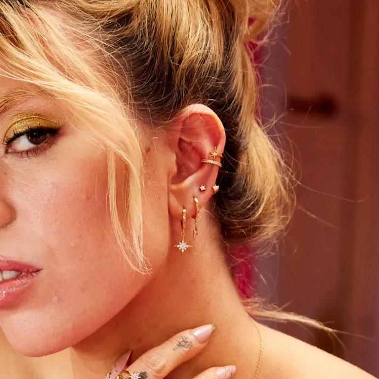 Starburst Hoop Earrings - Gold