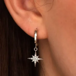 Starburst Hoop Earrings - Silver