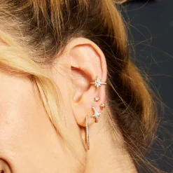Starburst Huggie Earrings - Gold