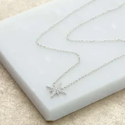Starburst Necklace with Slider Clasp - Silver
