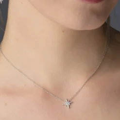 Starburst Necklace with Slider Clasp - Silver