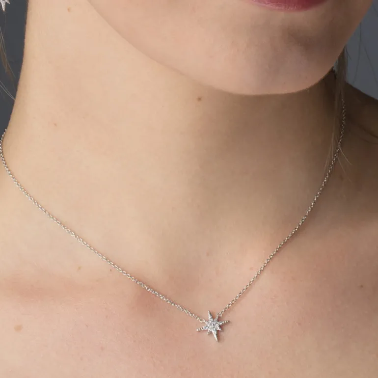 Starburst Necklace with Slider Clasp - Silver