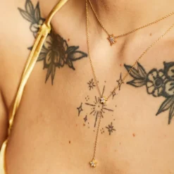 Starburst Necklace with Slider Clasp - Gold
